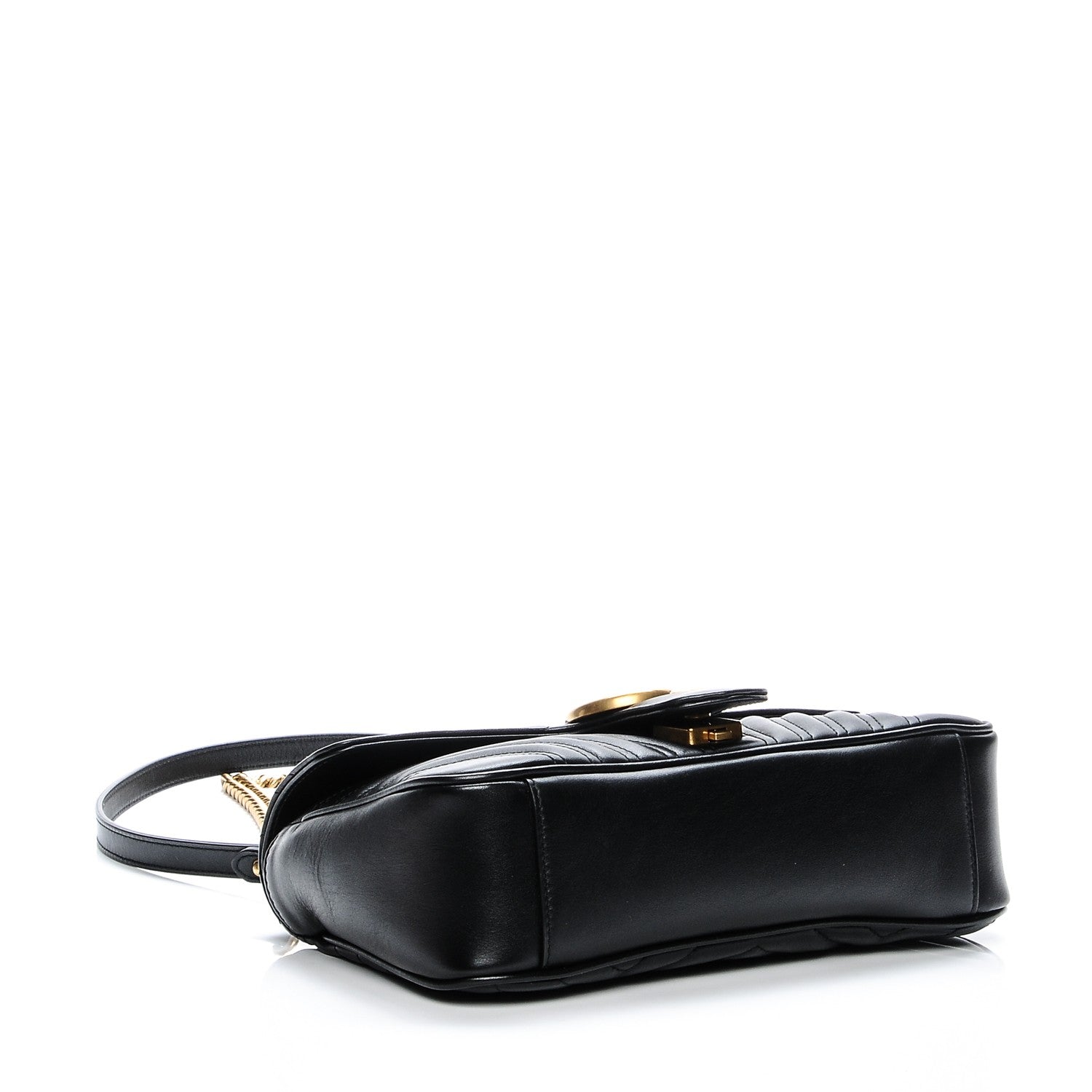 Gucci Calfskin Matelasse Small GG Marmont Shoulder Bag Black 11 of 14