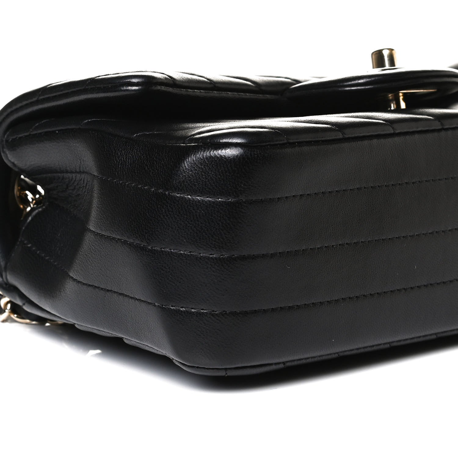 Chanel Lambskin Chevron Quilted Mini Rectangular Flap Black 8 of 14