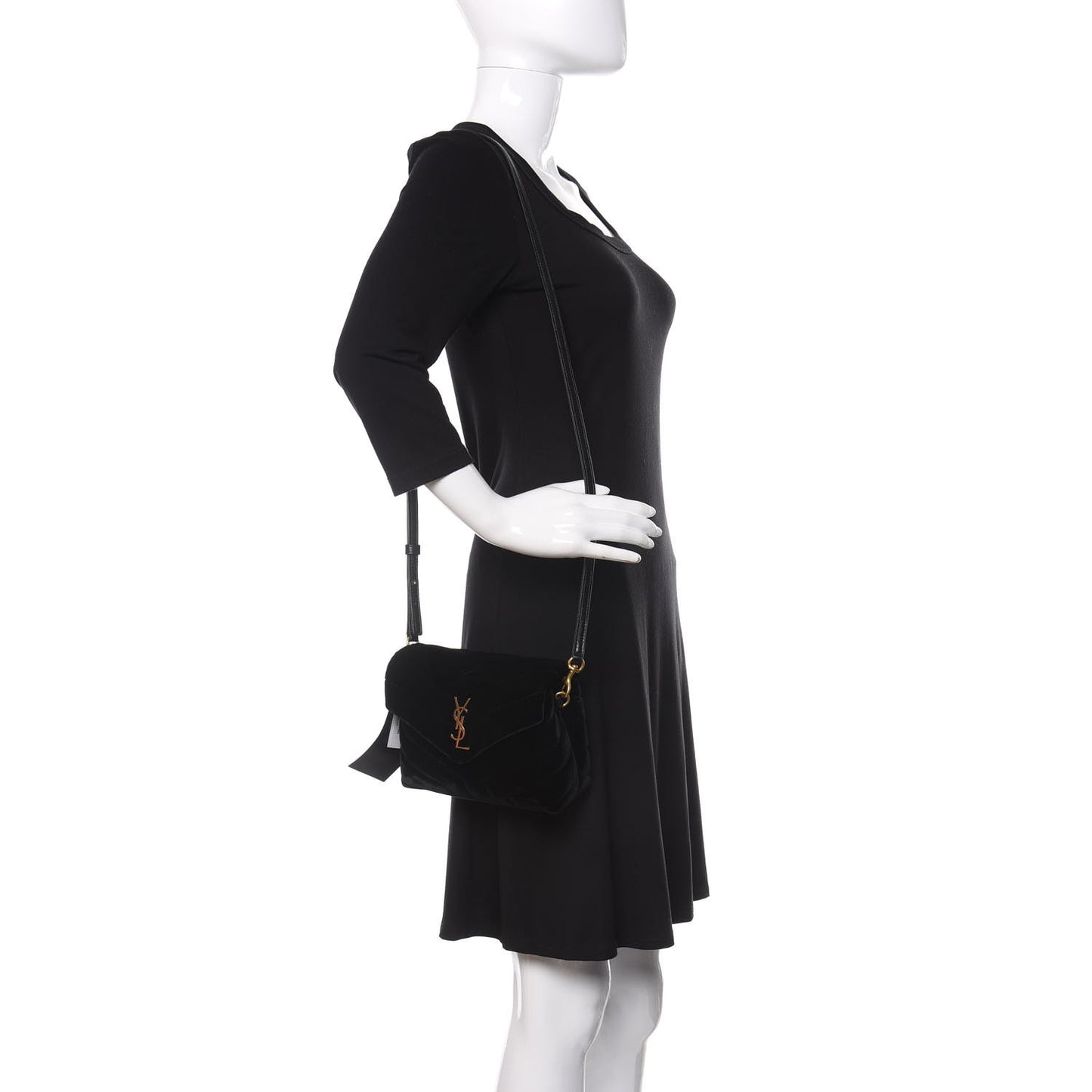 Velvet Y Quilted Monogram Toy Loulou Chain Satchel French Black