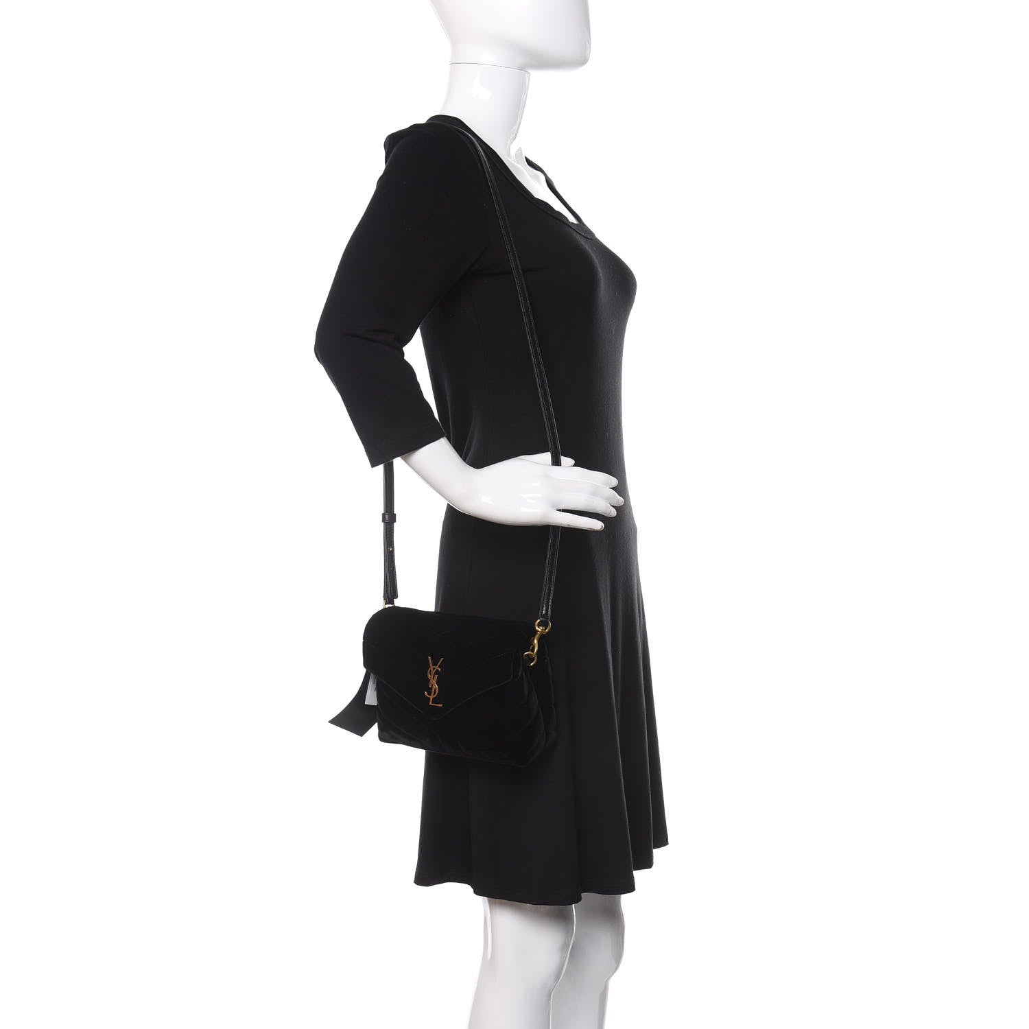 Saint Laurent Velvet Y Quilted Monogram Toy Loulou Chain Satchel French Black 2 of 13
