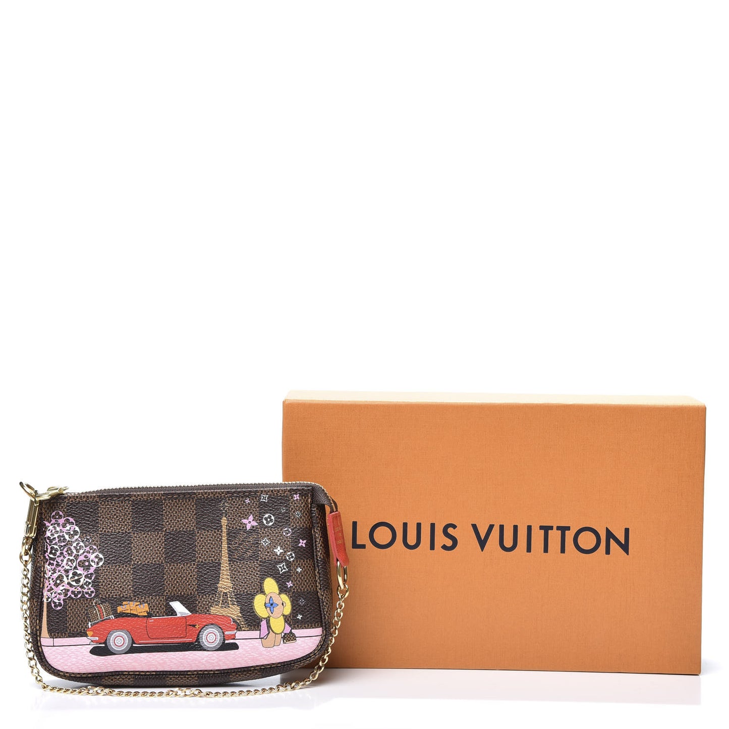 Damier Ebene 2019 Christmas Animation Mini Pochette Accessories Red