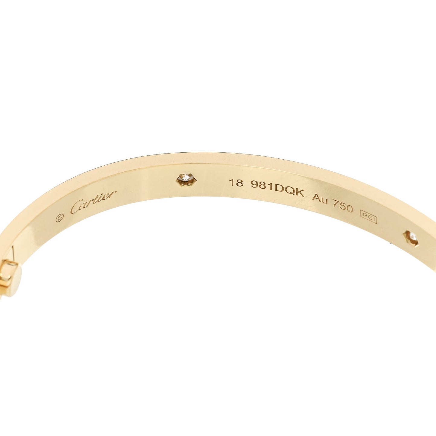 18K Yellow Gold 4 Diamond LOVE Bracelet 18