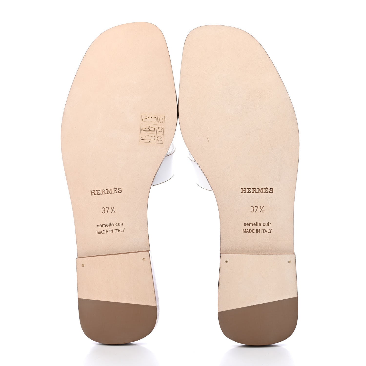 Hermes Box Calfskin Oran Sandals 37.5 White 4 of 4