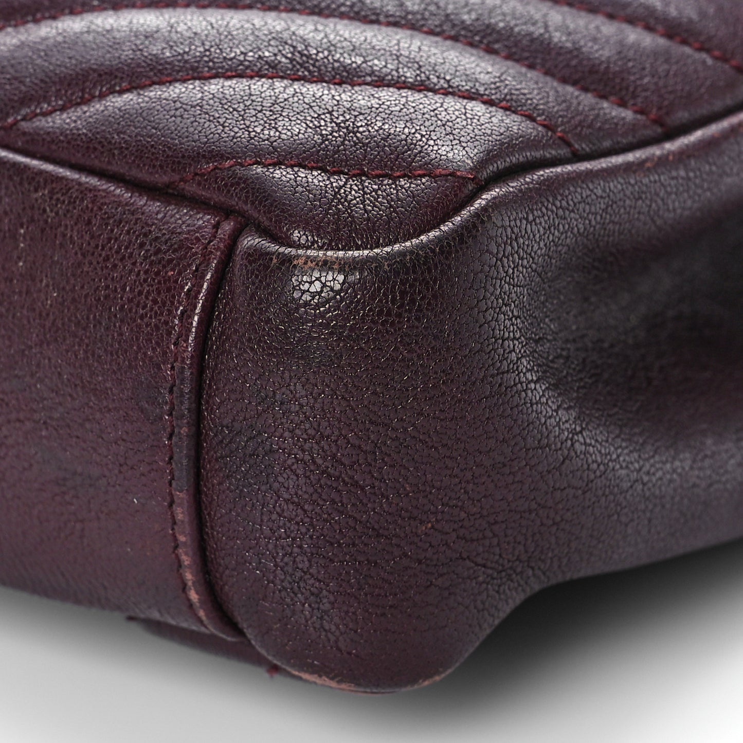 Sheepskin Matelasse Chevron Monogram Medium College Bag Amaranto