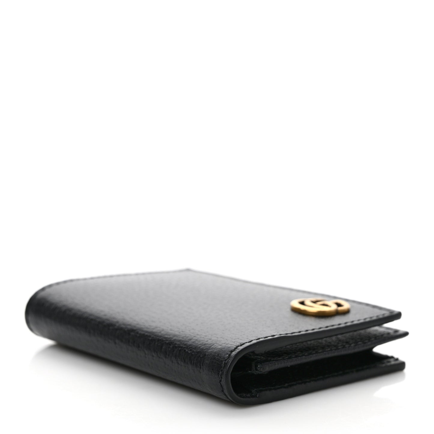 Calfskin Boar Effect GG Marmont Card Case Black