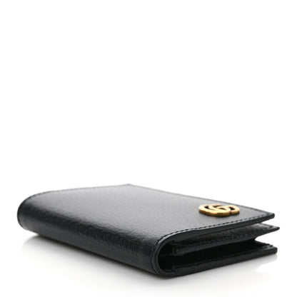 Gucci Calfskin Boar Effect GG Marmont Card Case Black 4 of 7