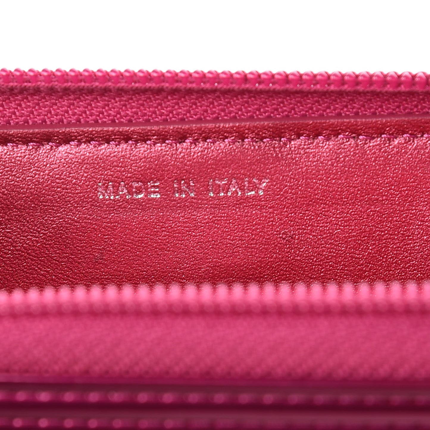 Metallic Patent Quilted Boy Zip Around Wallet Fuchsia