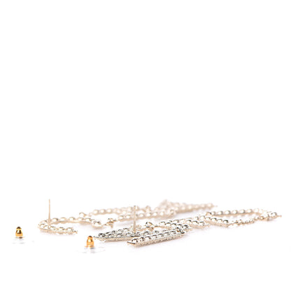 Chanel Crystal Cha-Nel Logo Drop Earrings Gold 3 of 5