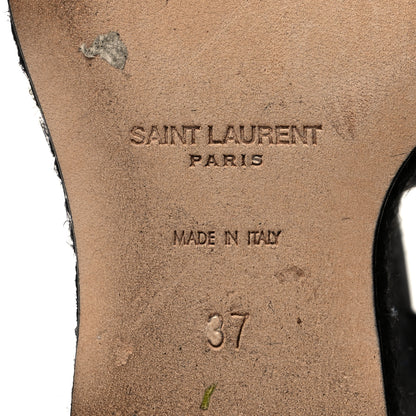 Saint Laurent Calfskin Cassandra Espadrille 105 Wedges 37 Black 7 of 7