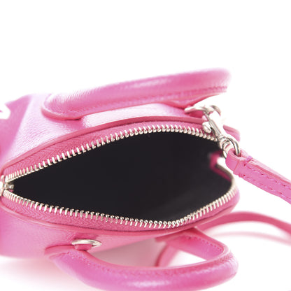 Balenciaga Grained Calfskin Logo Mini Ville Top Handle Bag Fuchsia White 5 of 9