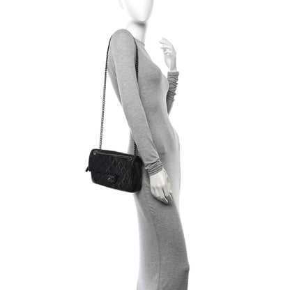 Chanel Glazed Calfskin Quilted Medium Duo Color Flap Black 2 of 12