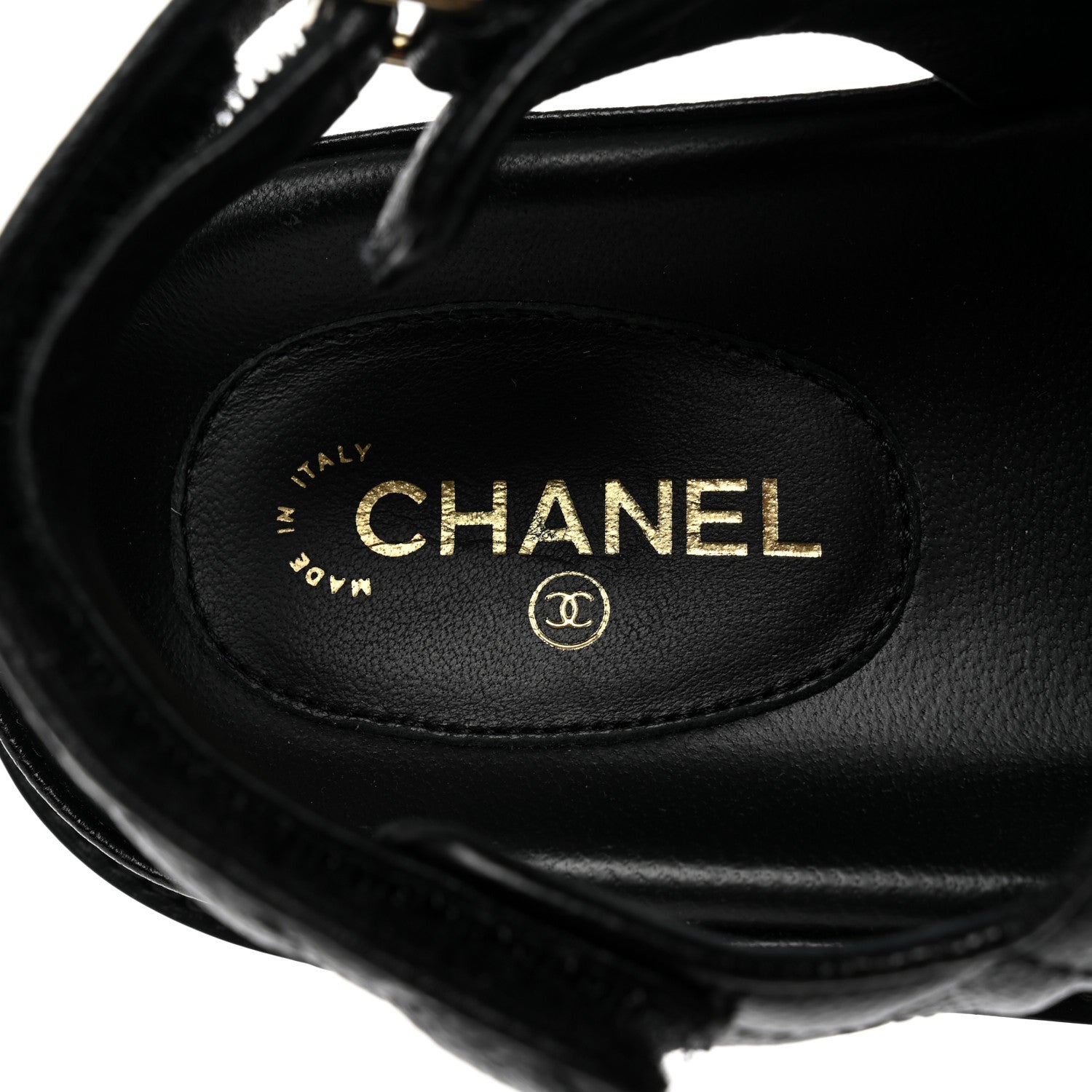 Chanel Grained Calfskin Velcro Dad Sandals 36.5 Black 7 of 9