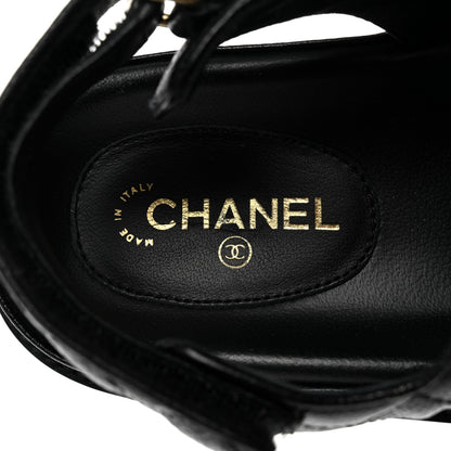 Chanel Grained Calfskin Velcro Dad Sandals 36.5 Black 7 of 9