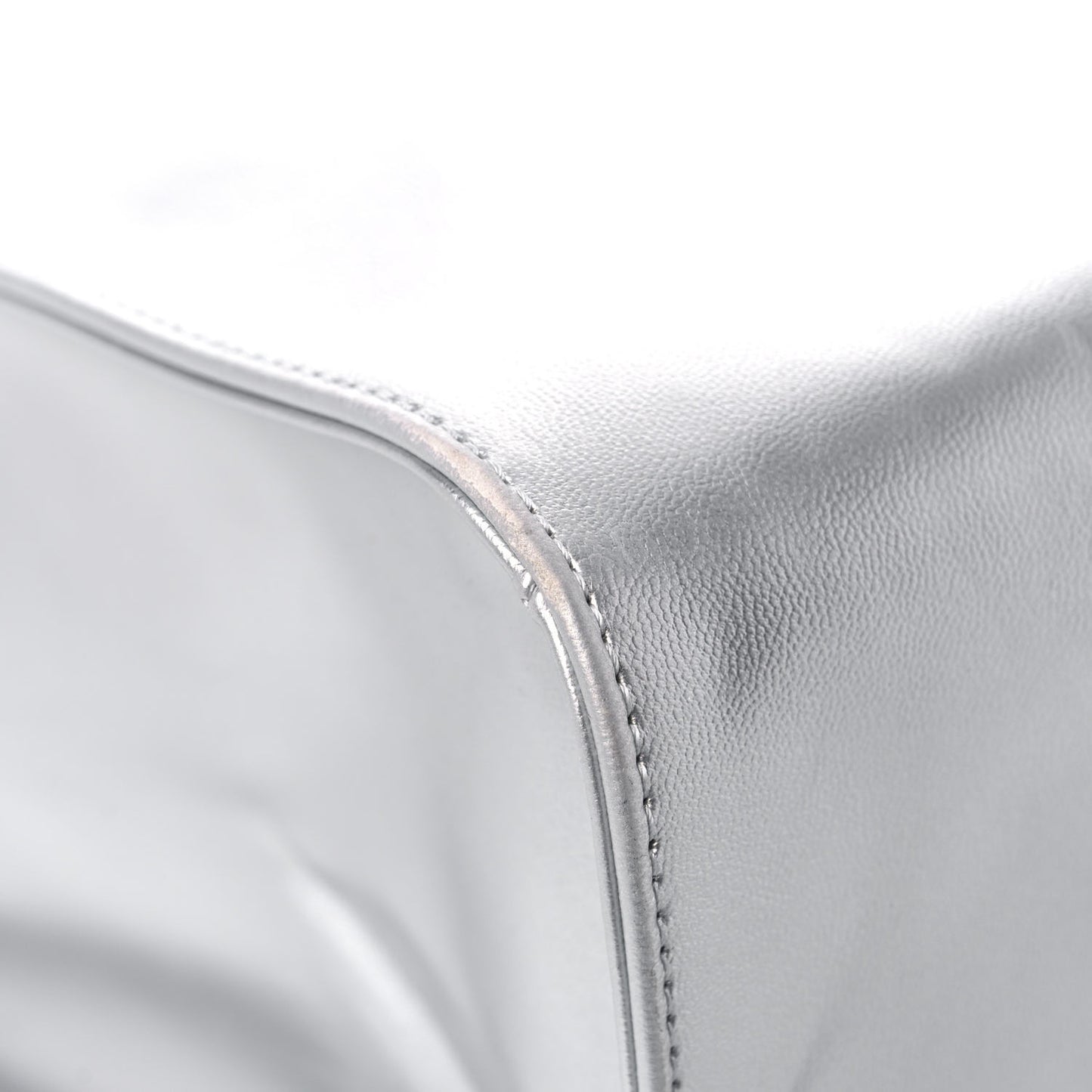 Metallic Vegan Leather Medium Shopping Bag Silver