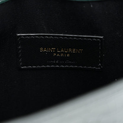 Saint Laurent Calfskin Crocodile Embossed Uptown Monogram Clutch Dark Green 6 of 7