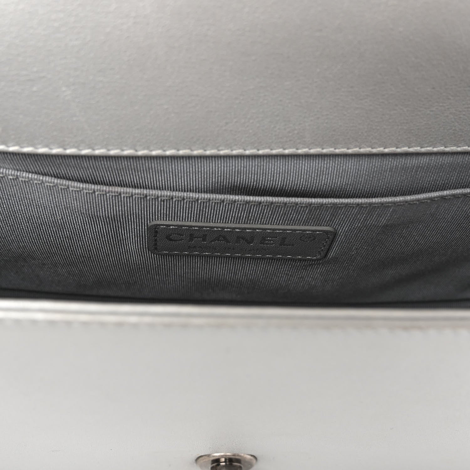 Chanel Metallic Lambskin Quilted Medium Boy Flap Silver 6 of 11