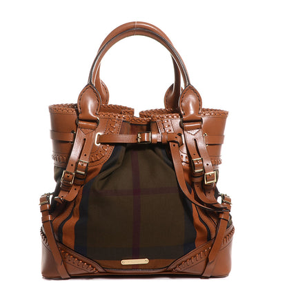 Burberry House Check Whipstitch Medium Tote Ochre 1 of 12
