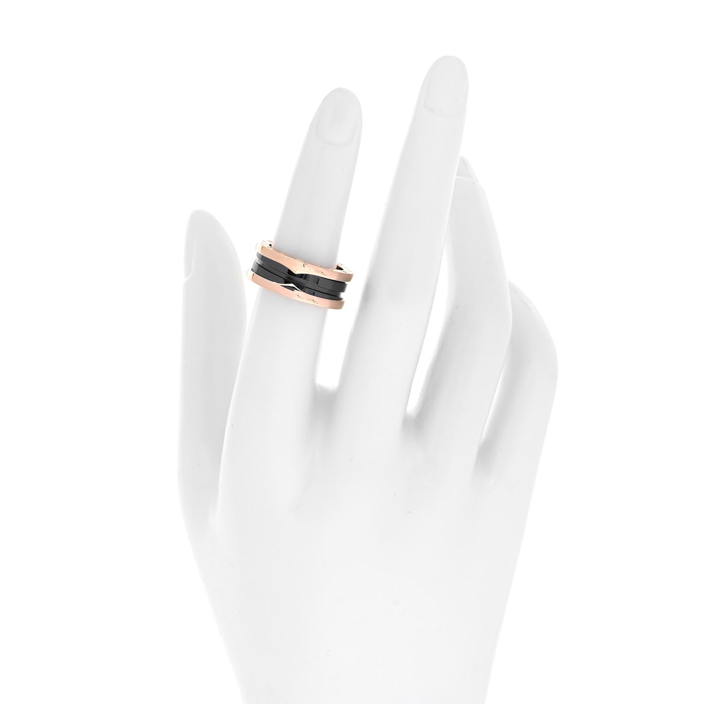 18K Rose Gold Black Ceramic B.Zero1 Two-Band Ring 52 6