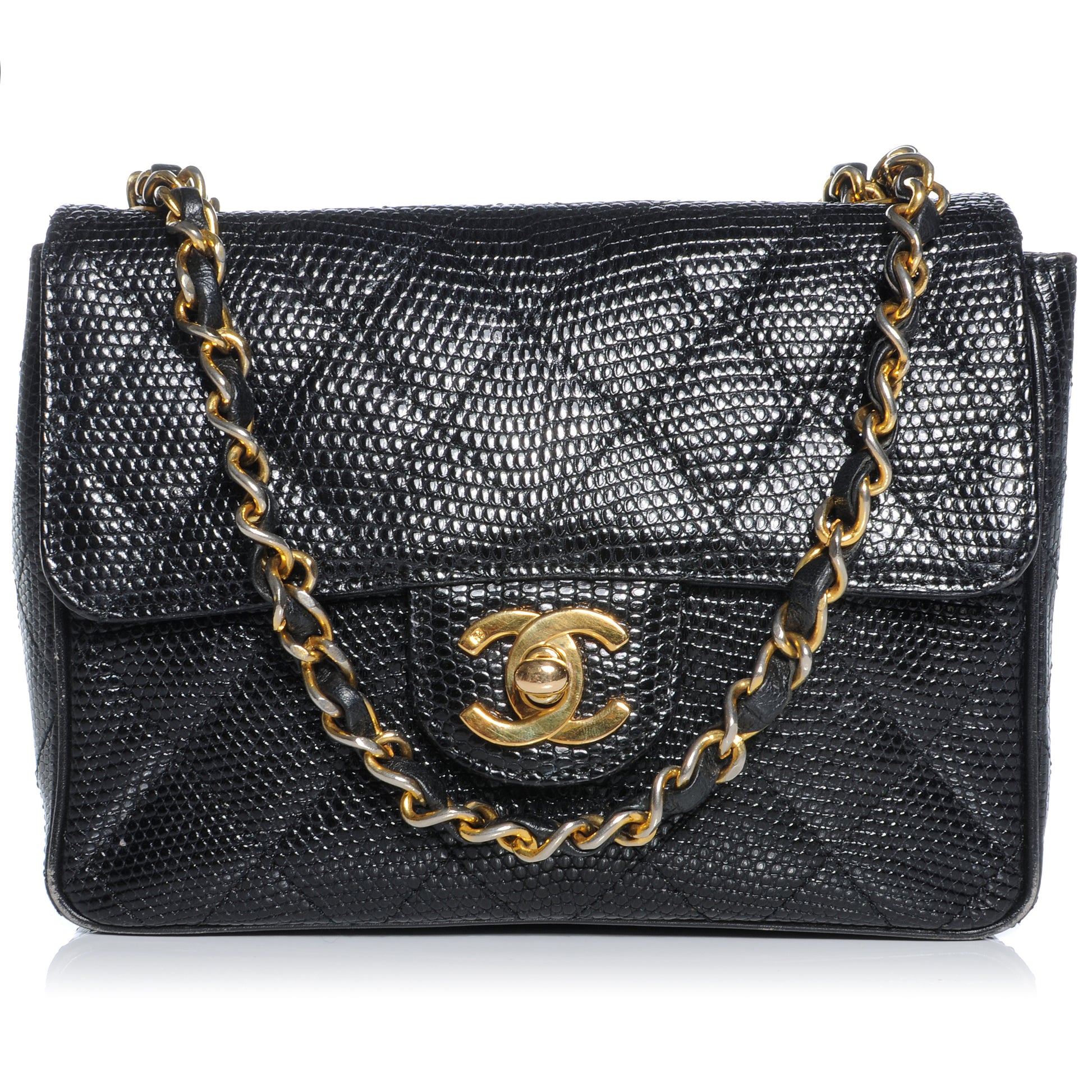 Chanel Lizard Mini Square Flap Black 1 of 9