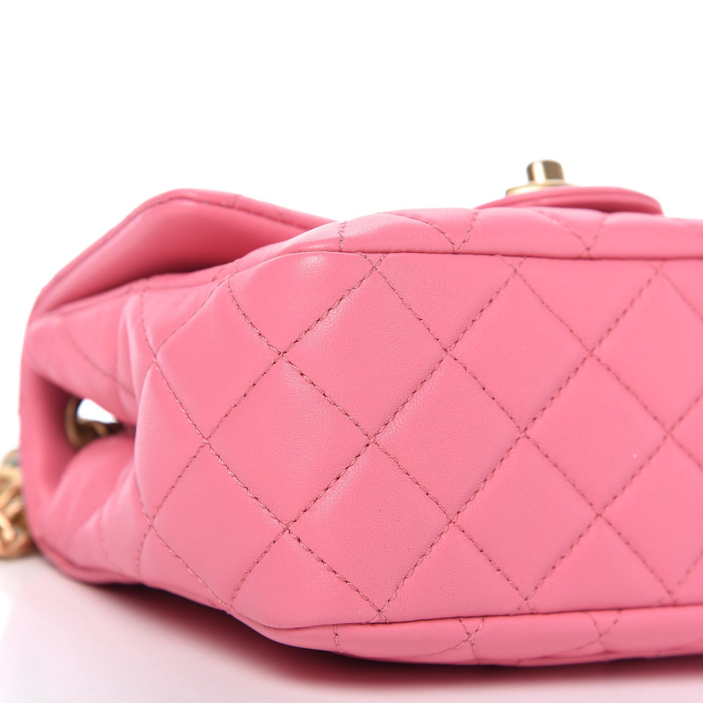 Lambskin Resin Quilted Mini Pearl Samba Square Flap Pink