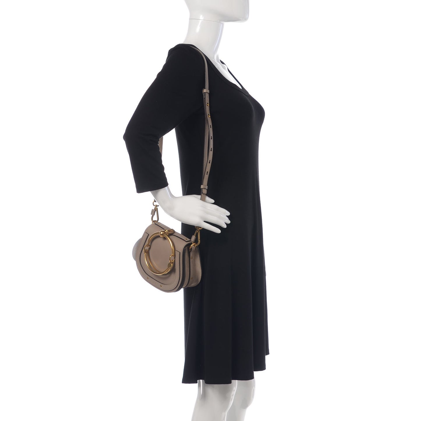 Calfskin Suede Small Nile Bracelet Bag Motty Grey