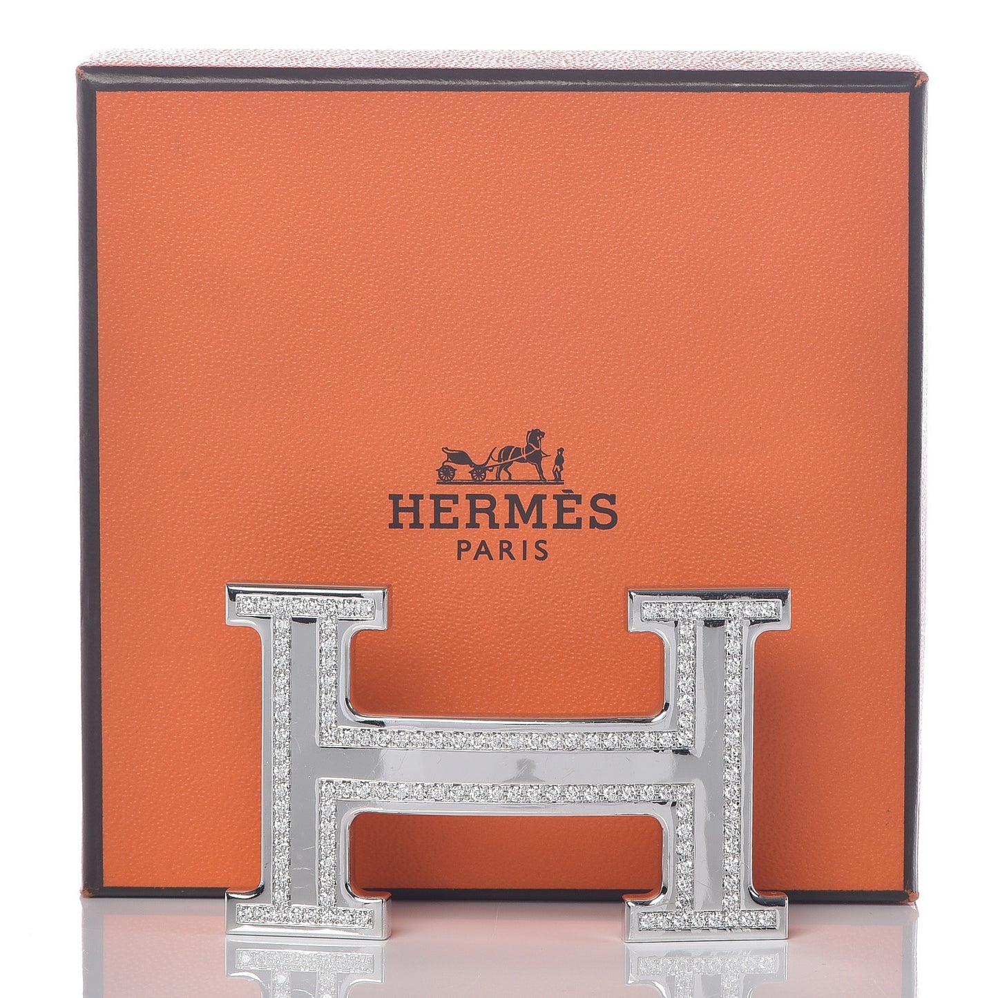 18K White Gold Diamond 38mm H Belt Buckle