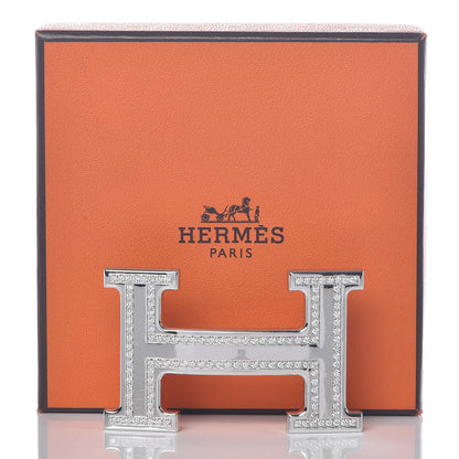 Hermes 18K White Gold Diamond 38mm H Belt Buckle 4 of 4