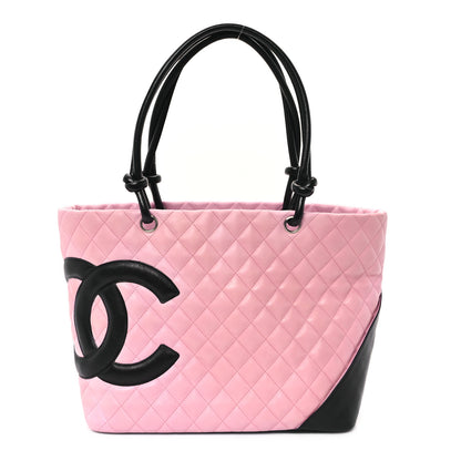 Chanel Calfskin Quilted Large Cambon Tote Pink Black 1 of 12