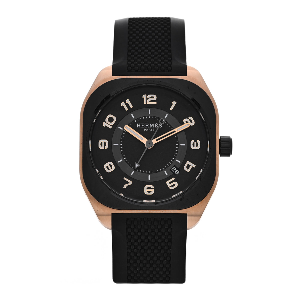Hermes DLC Coated Titanium 18K Rose Gold Rubber 39mm H08 Automatic Watch Black 1 of 5