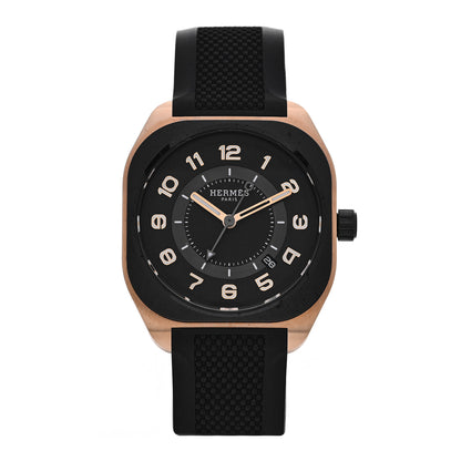 Hermes DLC Coated Titanium 18K Rose Gold Rubber 39mm H08 Automatic Watch Black 1 of 5