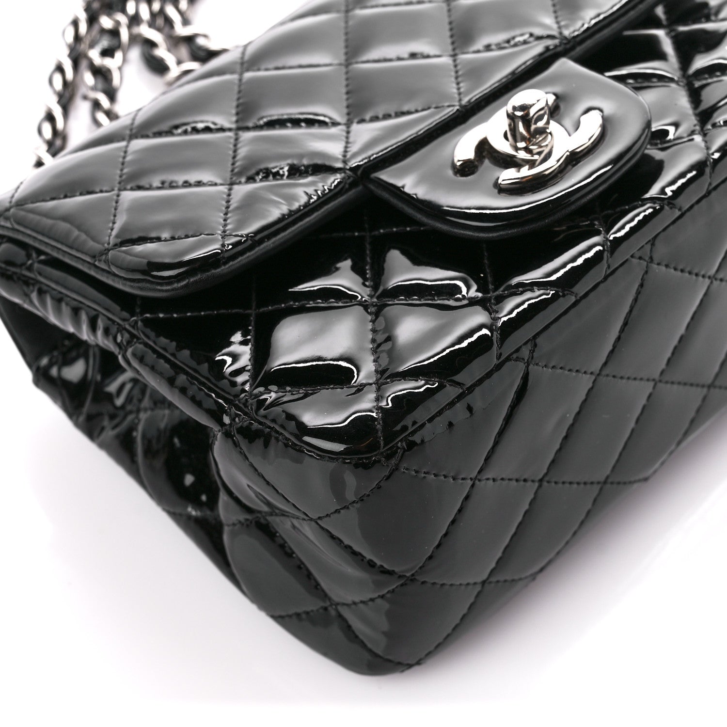 Chanel Patent Calfskin Quilted Mini Square Flap Black 10 of 13