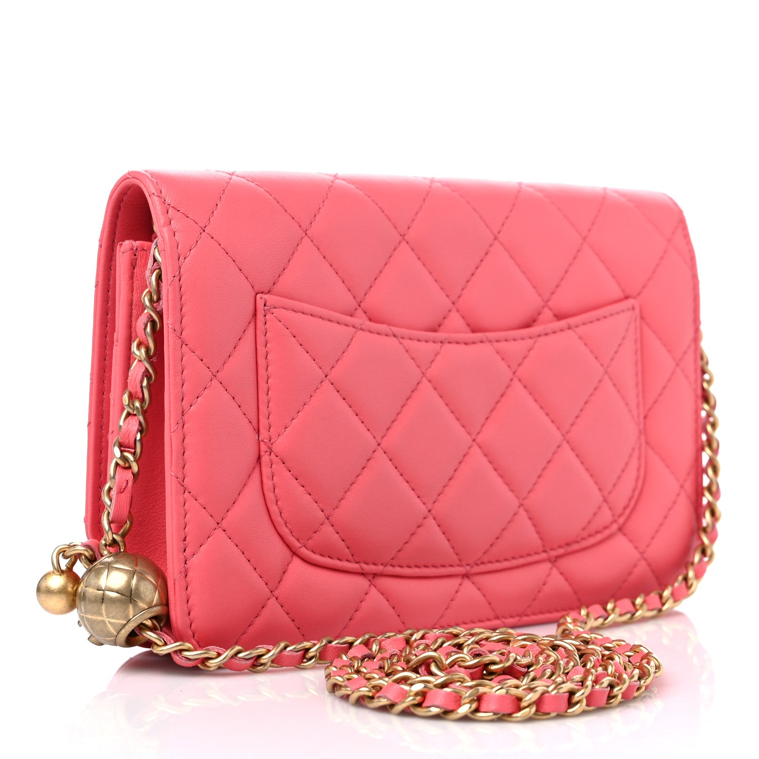 Chanel Lambskin Quilted CC Pearl Crush Wallet on Chain WOC Pink 3 of 10