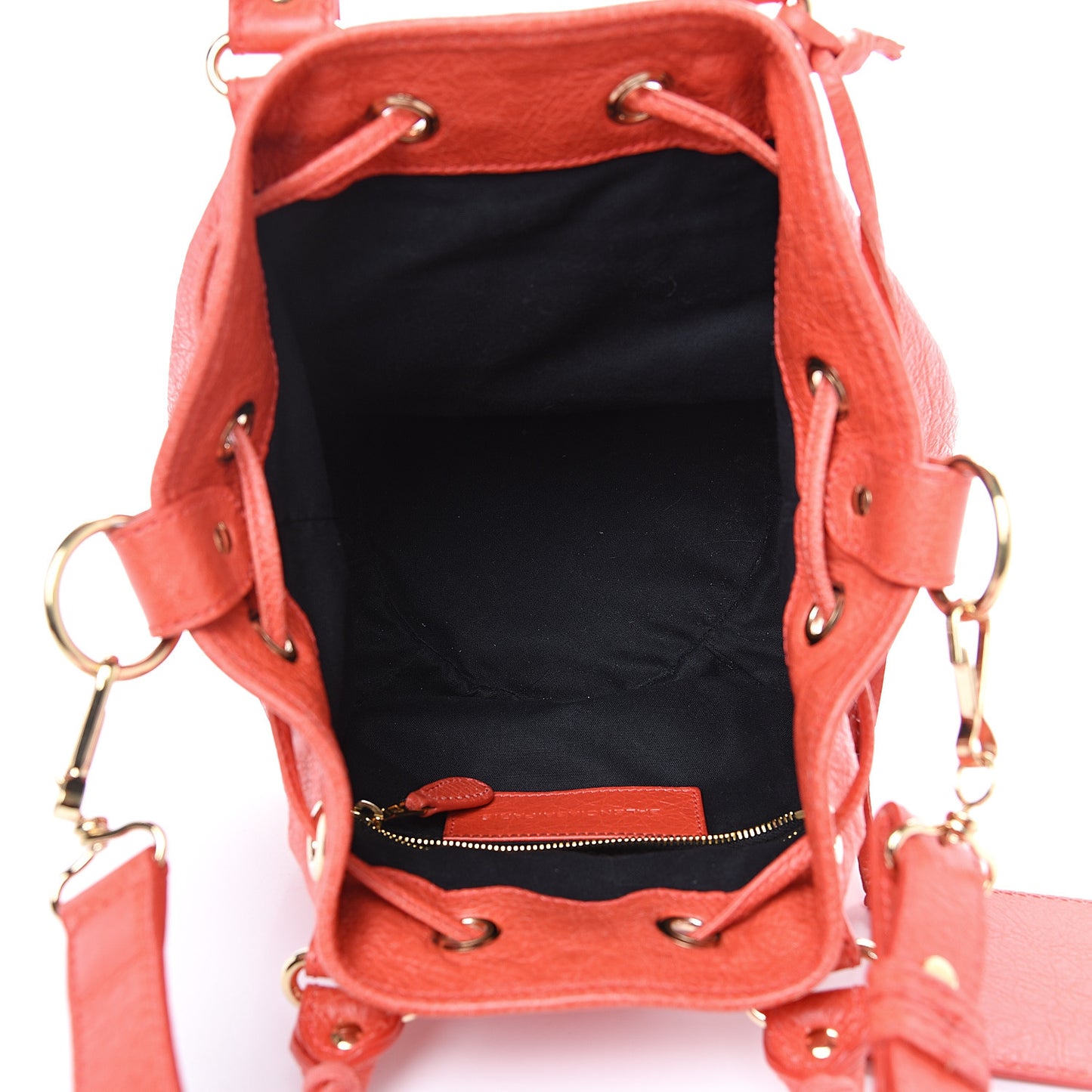Agneau Giant 12 Rose Gold Hardware Mini Pompon Rose Corail