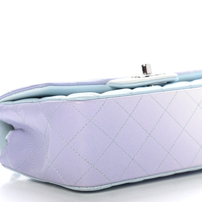 Chanel Perforated Lambskin Quilted Mini Rectangular Flap Light Blue Light Purple White 7 of 8