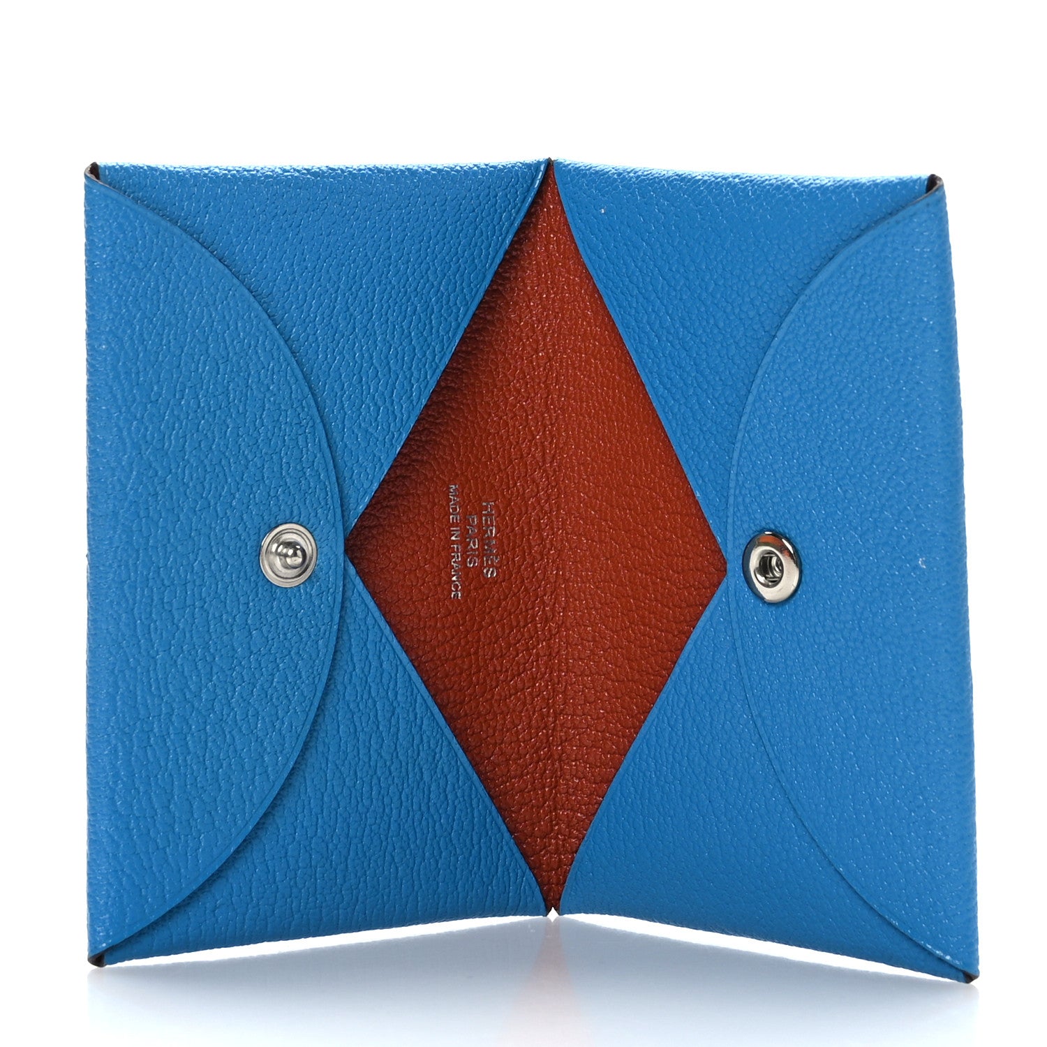 Hermes Chevre Mysore Verso Calvi Card Case Bleu Frida Cuivre 5 of 9