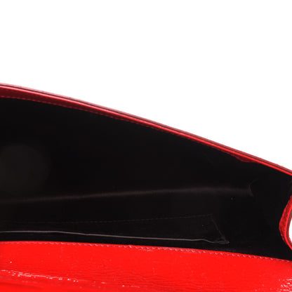 Saint Laurent Textured Patent Monogram Large Belle De Jour Clutch Red 5 of 10