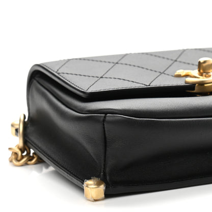 Chanel Calfskin Stitched Flap Black 9 of 11