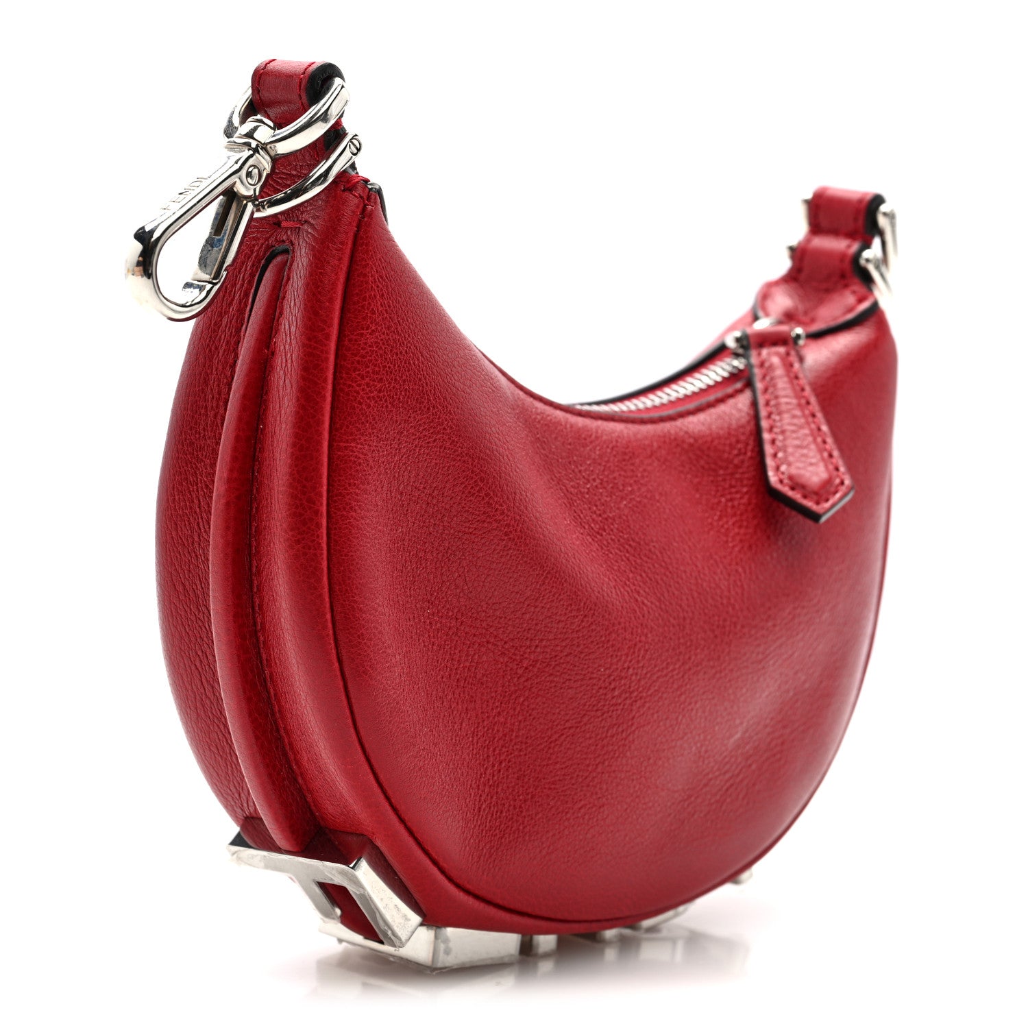 Fendi Vitello Grace Matte Nano Fendigraphy Hobo Charm Scarlet 3 of 9