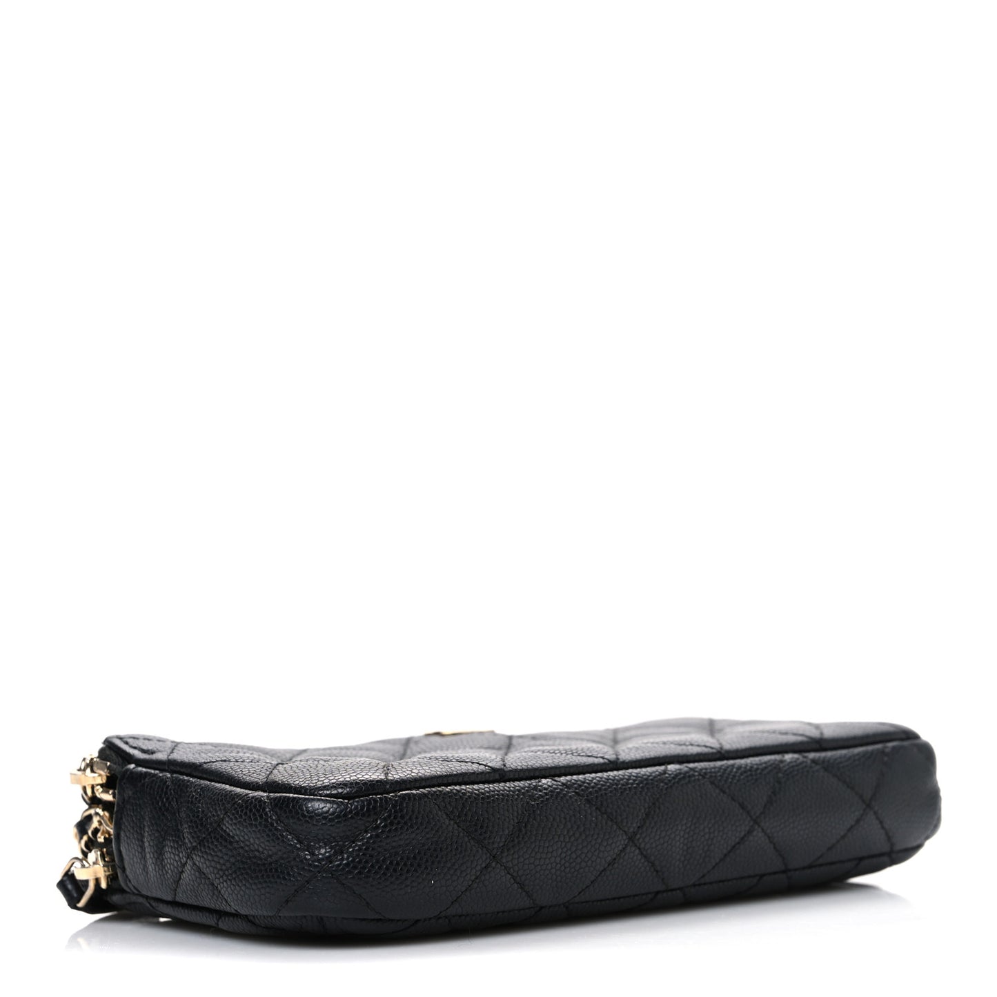 Caviar Quilted Small Clutch With Chain Black