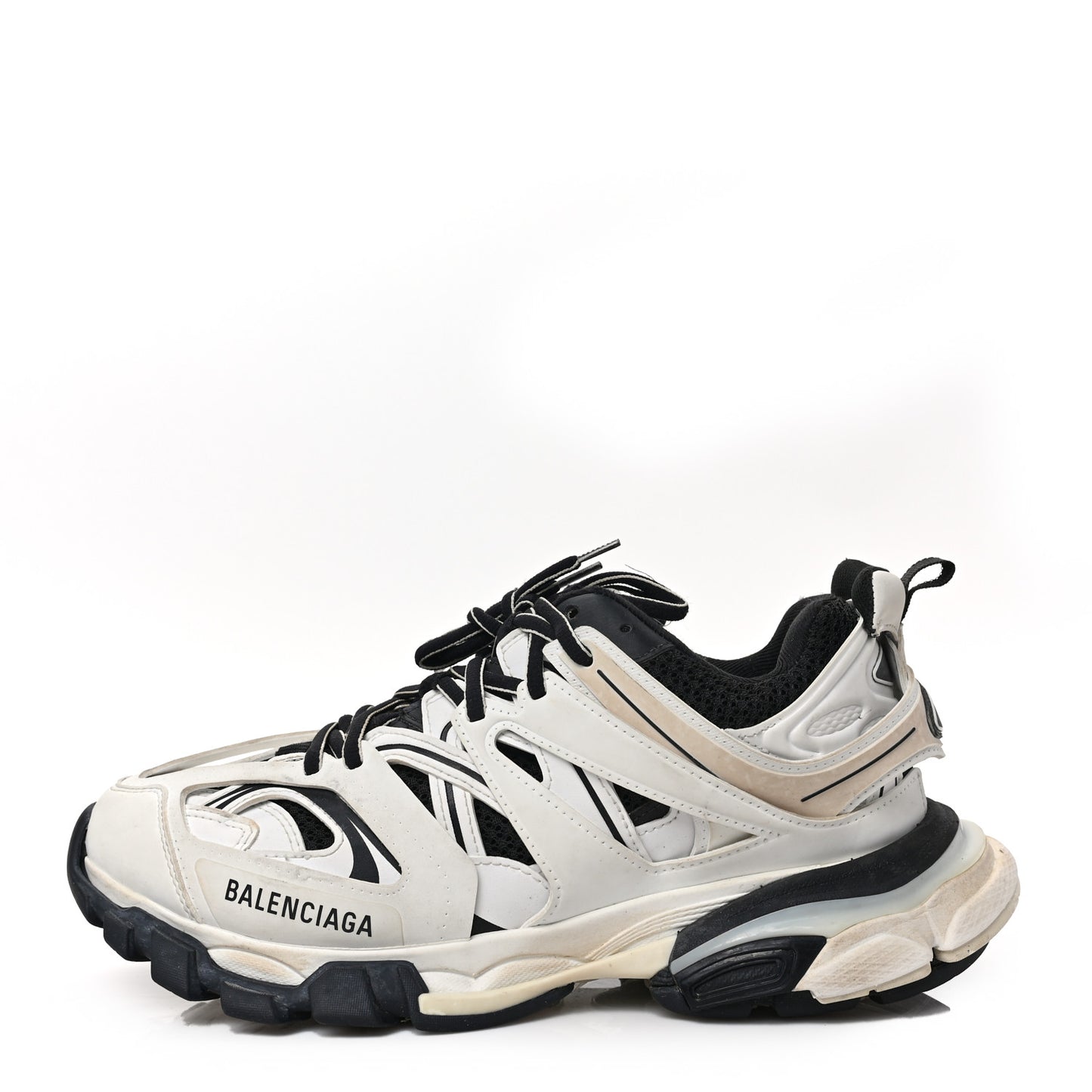 Mesh Nylon Worn Out Effect Womens Track Sneakers 41 White Black