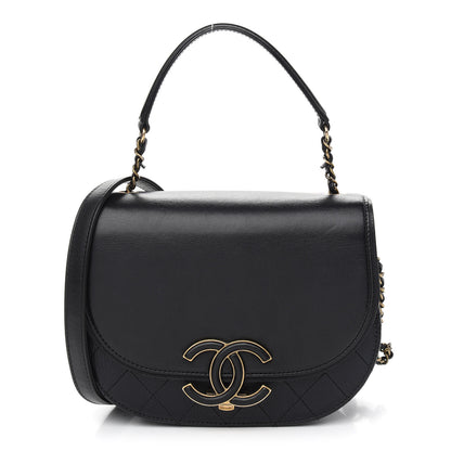 Chanel Shiny Calfskin Goatskin Quilted Small Coco Curve Messenger Flap Black 1 of 8
