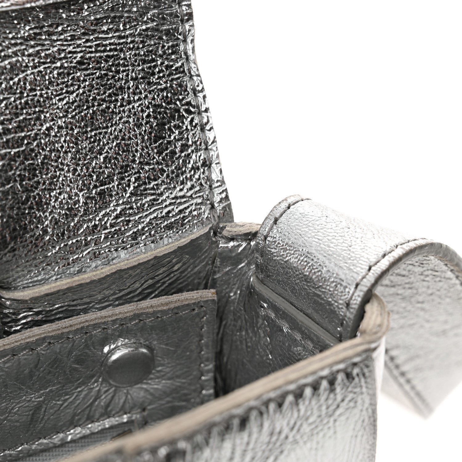 Bottega Veneta Metallic Lambskin Maxi Intrecciato Cassette Crossbody Bag Silver 12 of 16