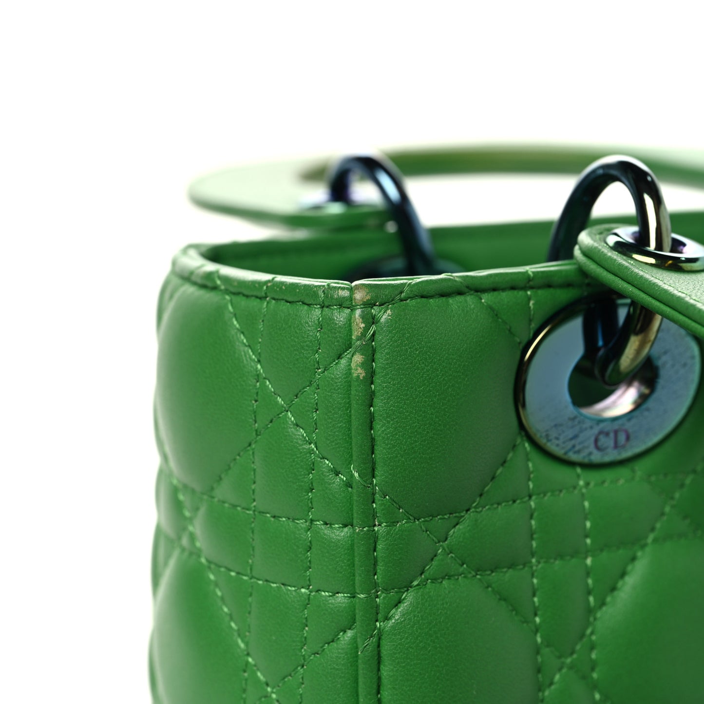 Lambskin Cannage Small Lady Dior Bright Green