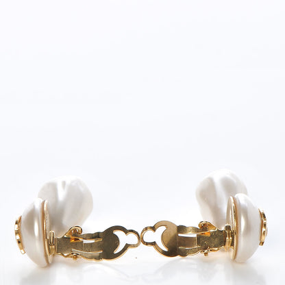 Chanel Pearl CC Drop Clip On Earrings Gold 3 of 4