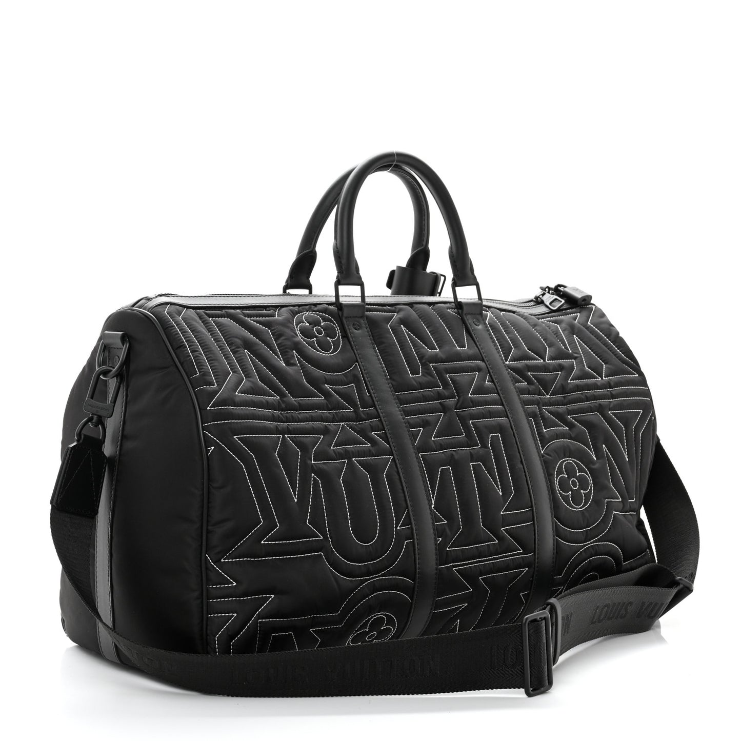 Nylon Embroidered Keepall Bandouliere 50 Black