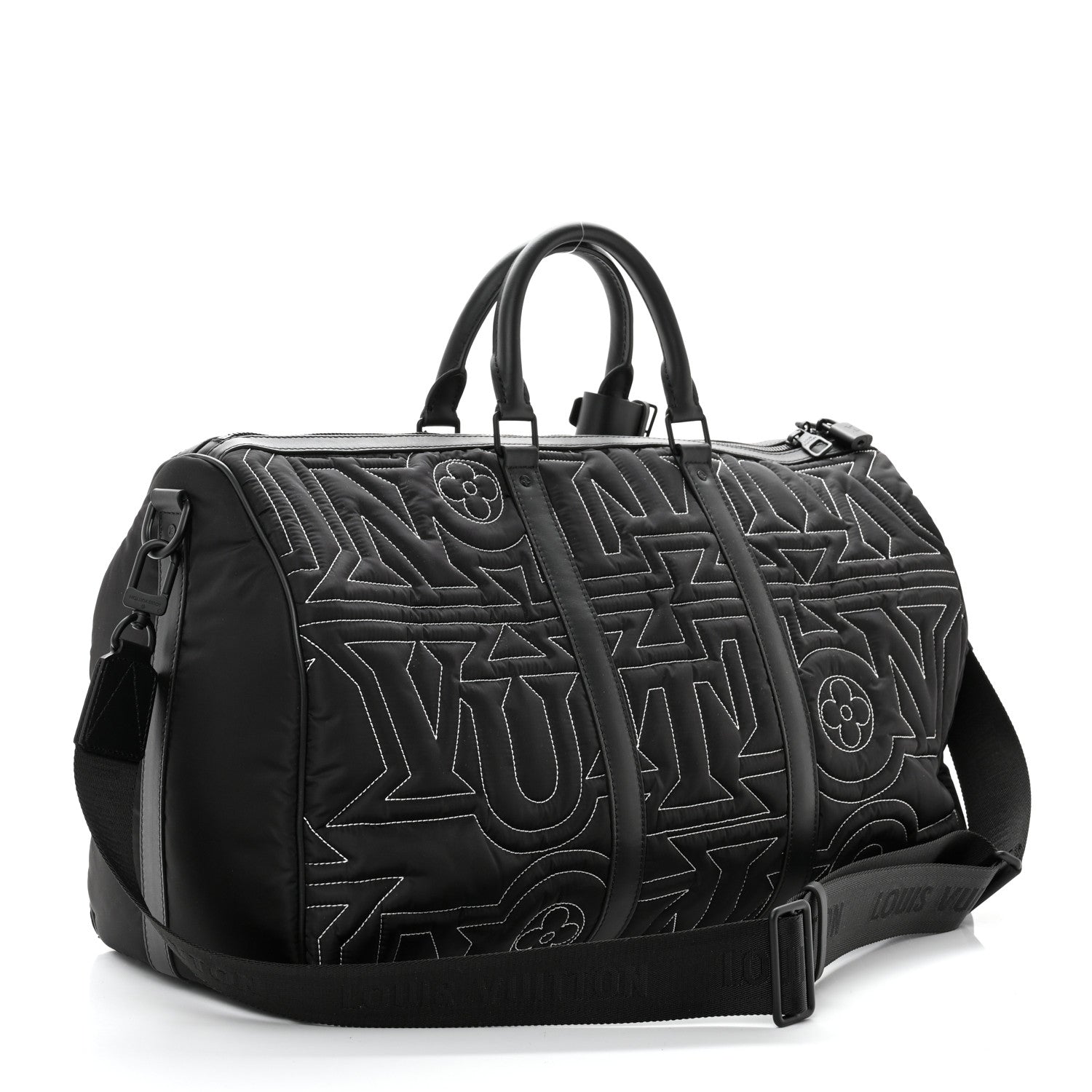 Louis Vuitton Nylon Embroidered Keepall Bandouliere 50 Black 2 of 10