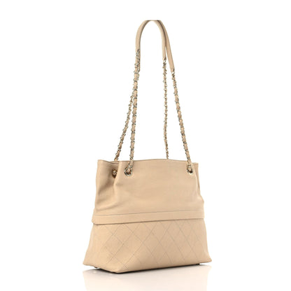 Chanel Caviar Stitched Shopping Tote Beige 3 of 9