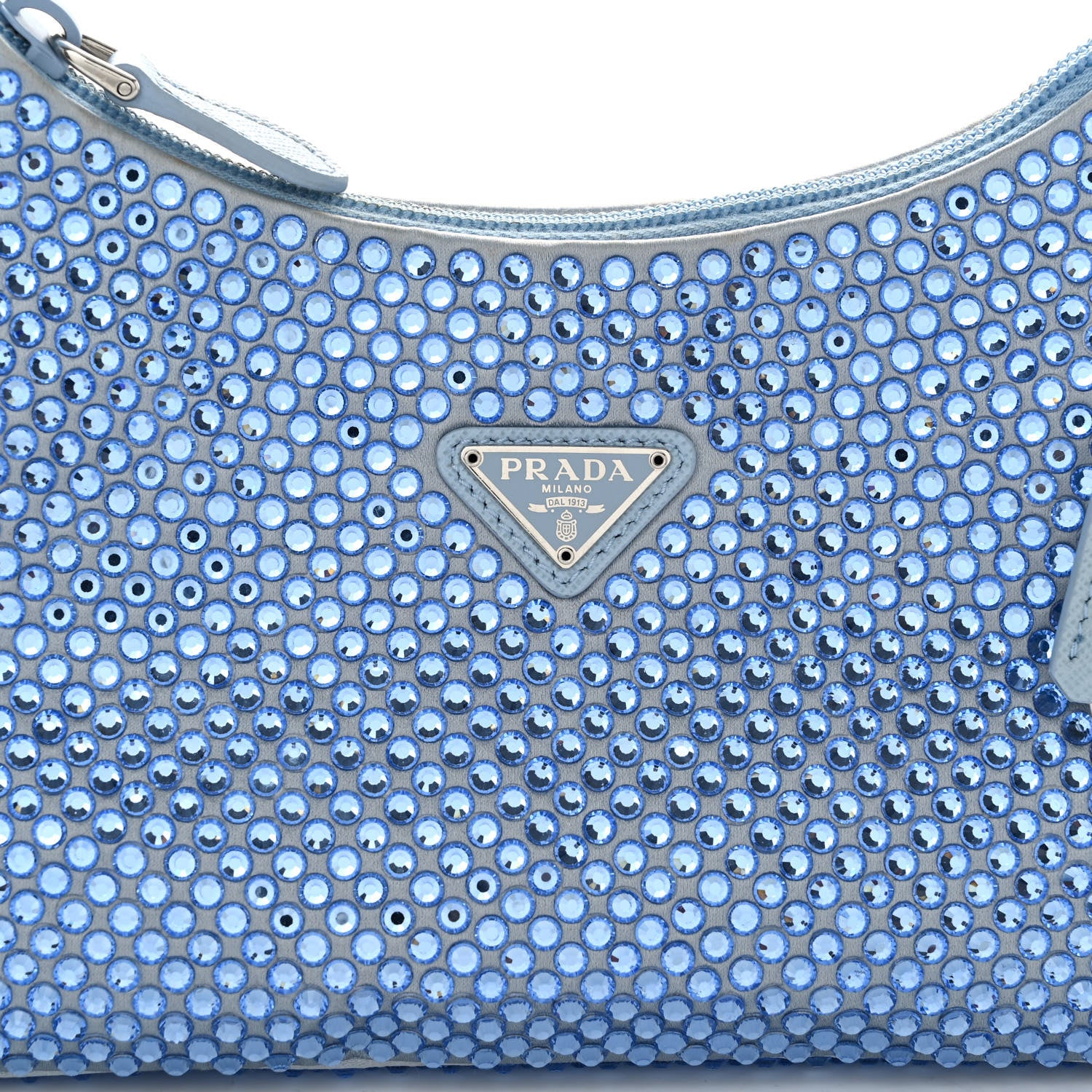 Prada Satin Crystal Mini Re-Edition 2000 Bag Celeste 7 of 12