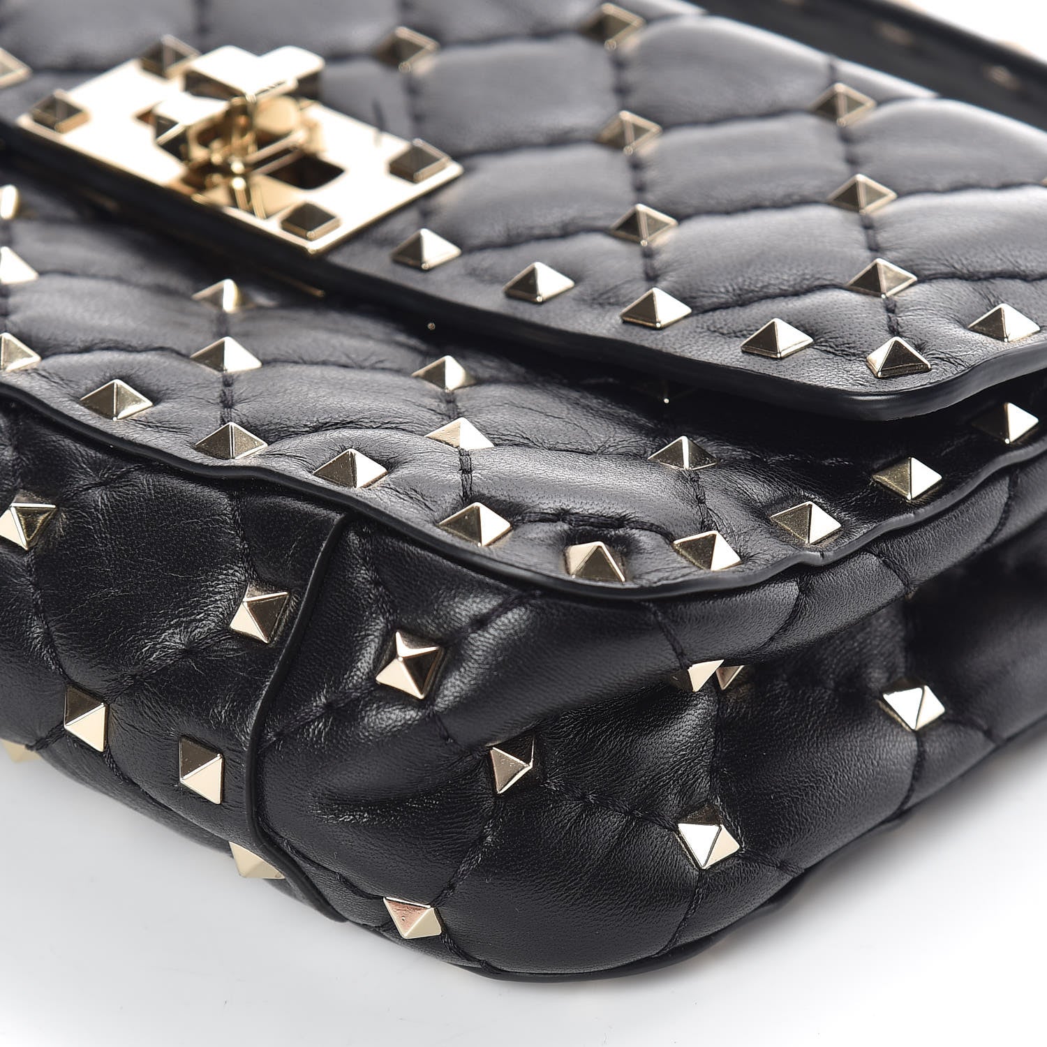 Valentino Garavani Lambskin Small Rockstud Spike Shoulder Bag Black 6 of 8