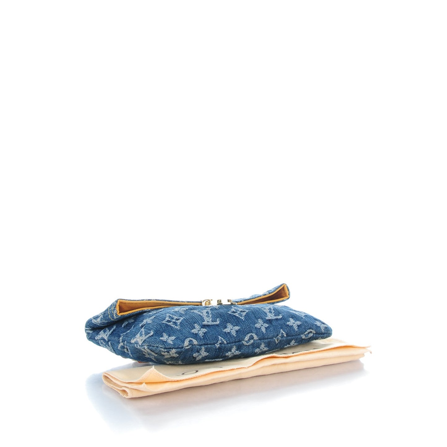Monogram Denim Pochette Plat Clutch Blue
